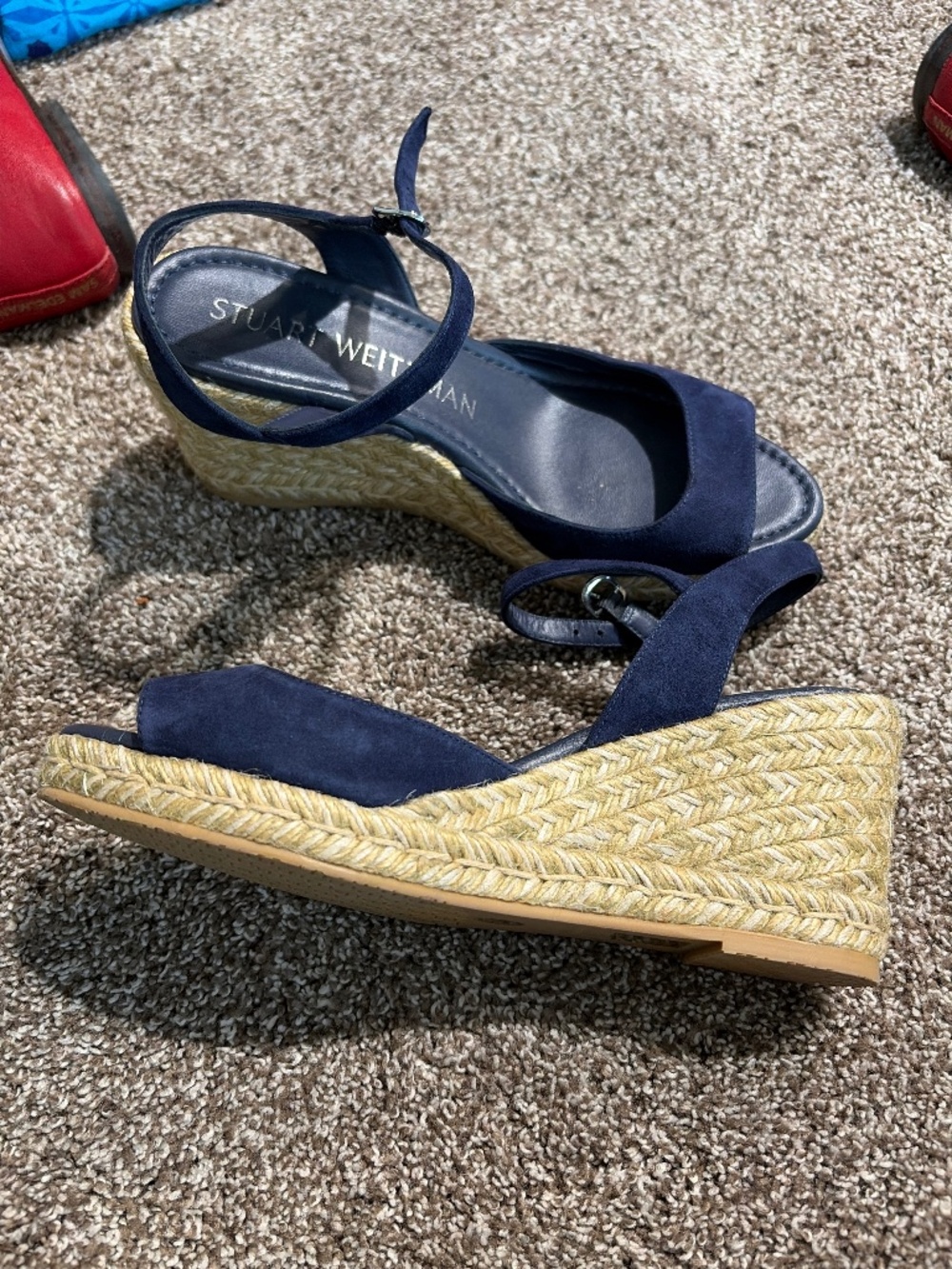 Stuart Weitzman Navy Suede Sandals